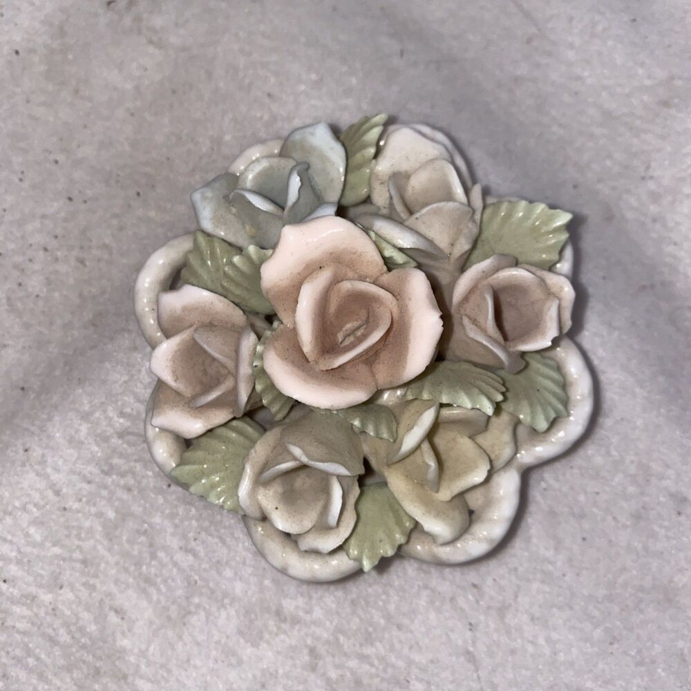 Lenwile China Ardalt JAPAN Verithin Flower Porcelain Holder Candle 6046 Vintage